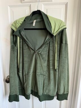 LuLaRoe Cozy Velour Hoodie in Olive Green